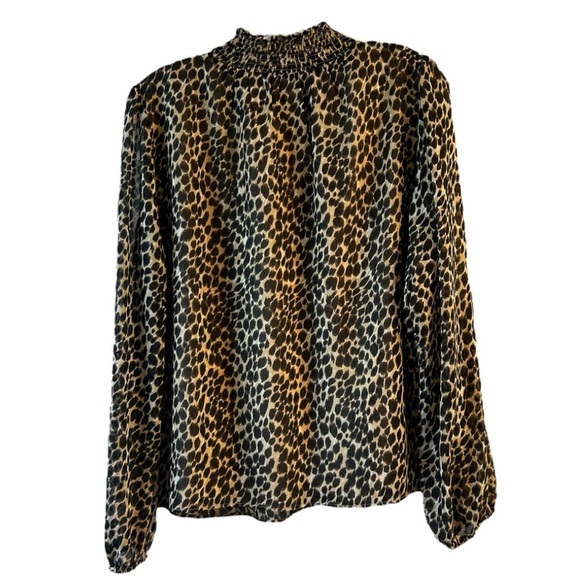 J. Crew Leopard Print mock Neck puff sleeve Blouse - Picture 7 of 9